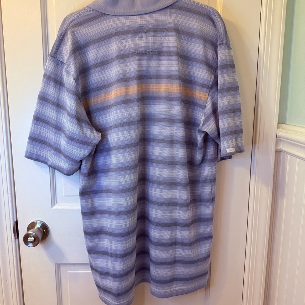 TEHAMA Blue Striped Polo Shirt Classic Style with Silver Creek Country Club Logo - Picture 2 of 9